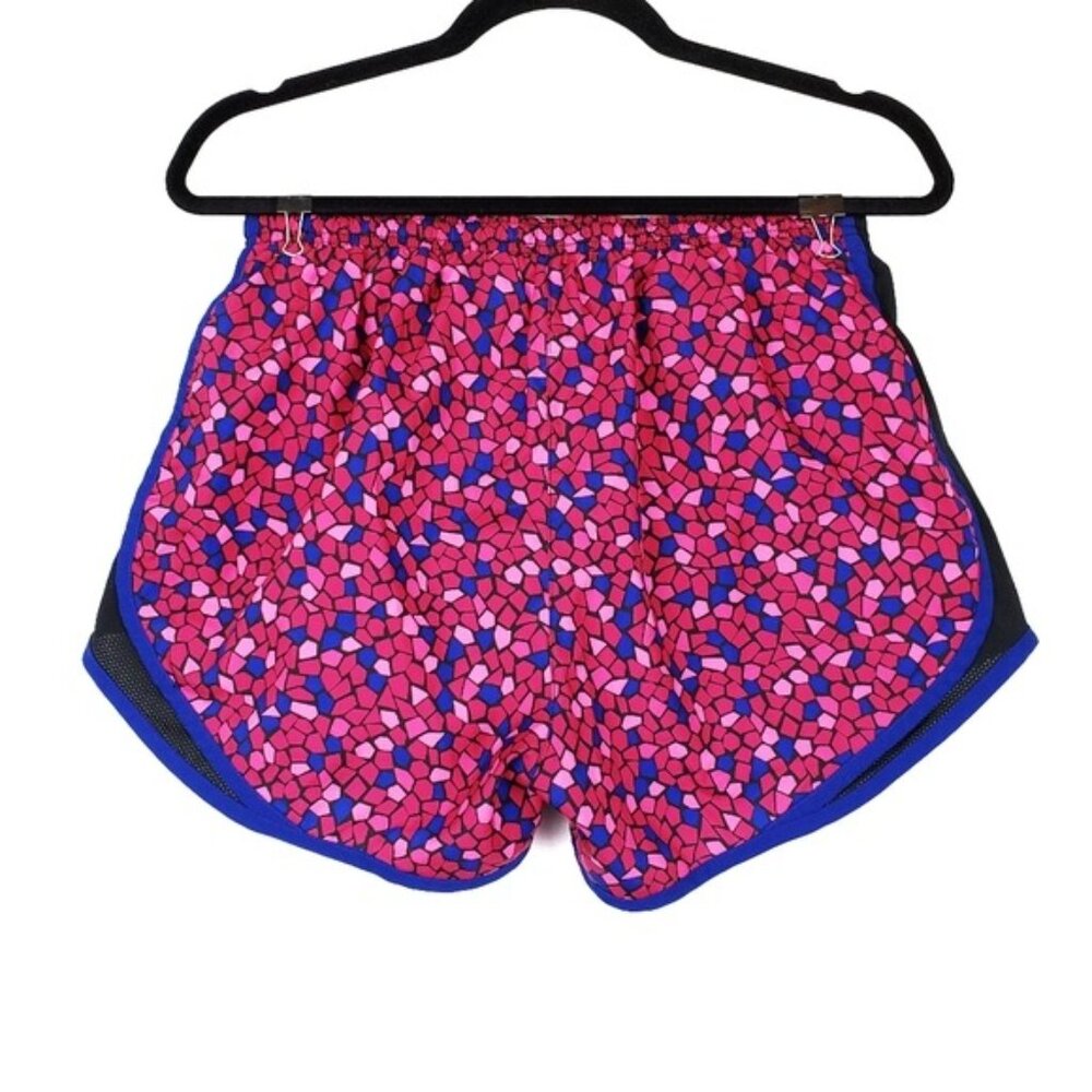 Nike Womens Dri-Fit Pink Blue Pebble Print Logo Tempo Running Shorts Size M - Picture 2 of 4